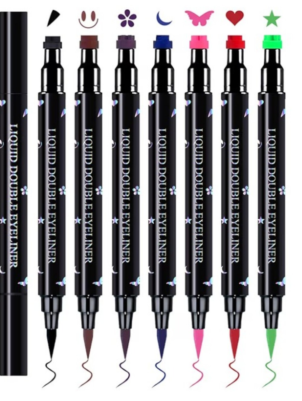 1PC Liquid Winged Eyeliner Stamp Pen Set Double Ended Waterproof Rainbow Color